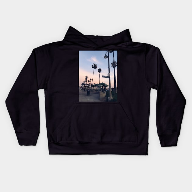 Venice Beach Boardwalk Sunset Kids Hoodie by offdutyplaces